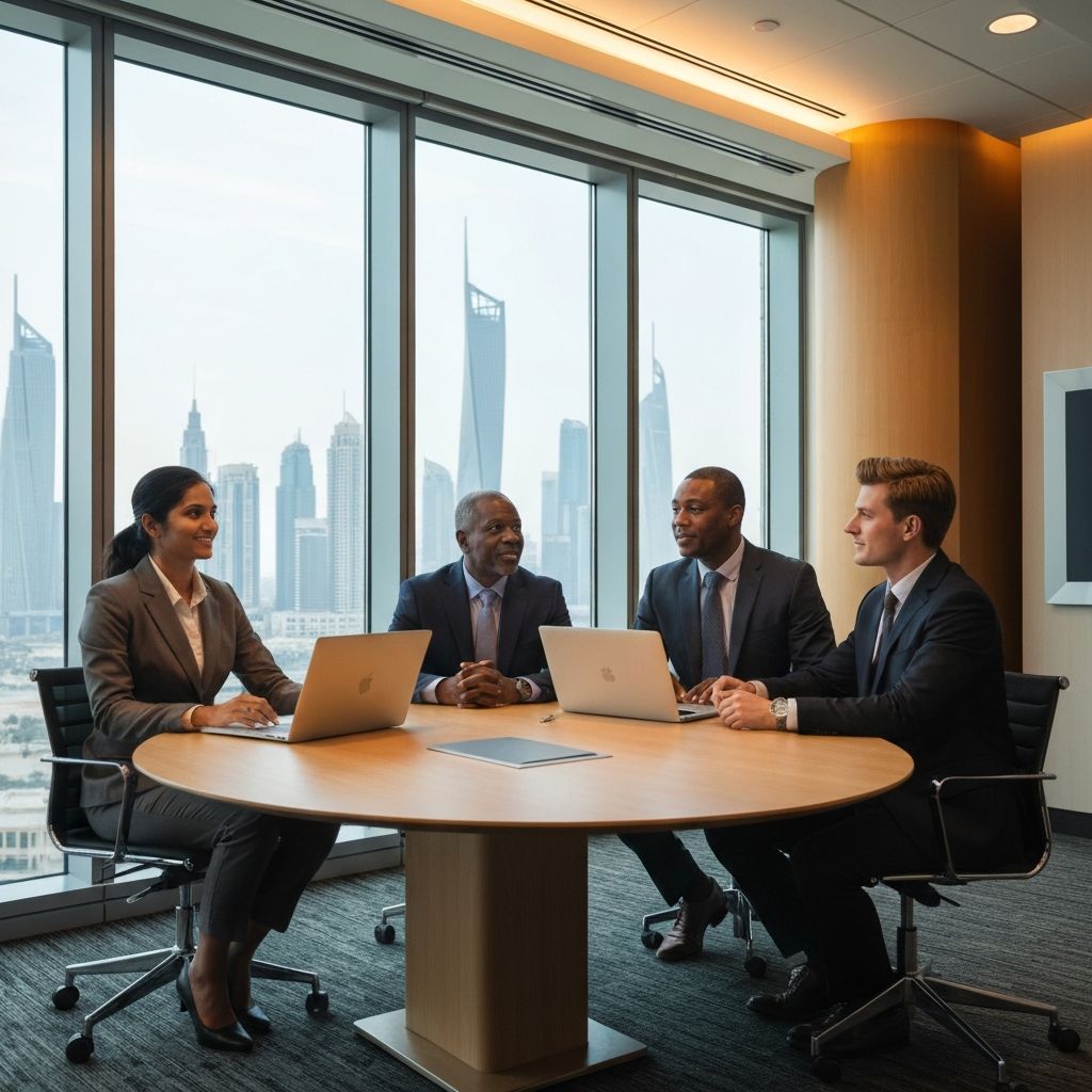 Professional business team in Dubai office